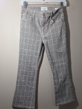 FRAME Gray Windowpane Crop Mini Boot Jeans